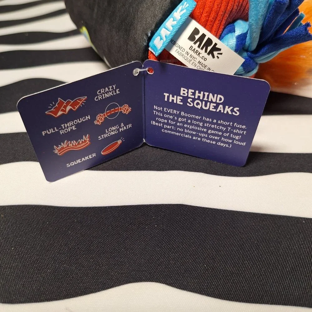 NWT Bark Firecracker 3 Pack Dog Toys = Furry Cracker +OK Boomer +Throwman Candle